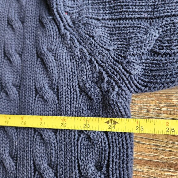 Vintage Brooks Brothers Cotton Cable Knit Cricket V-Neck Sweater Navy - Picture 8 of 10
